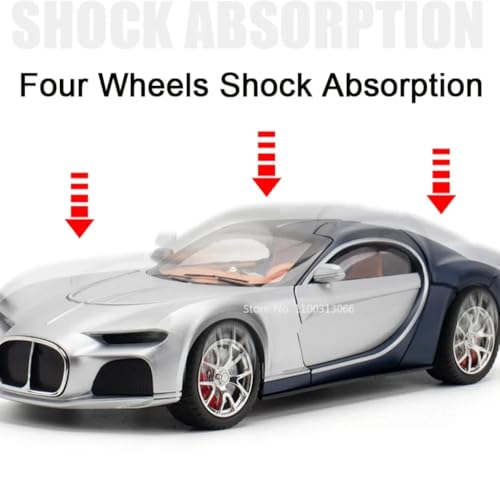 Image of 1:24 Scale Bugatti Toy Car for Kids Atlantic Model Cars Diecast Metal Car for Kids Light Sound Pull Back Openable Door Cars