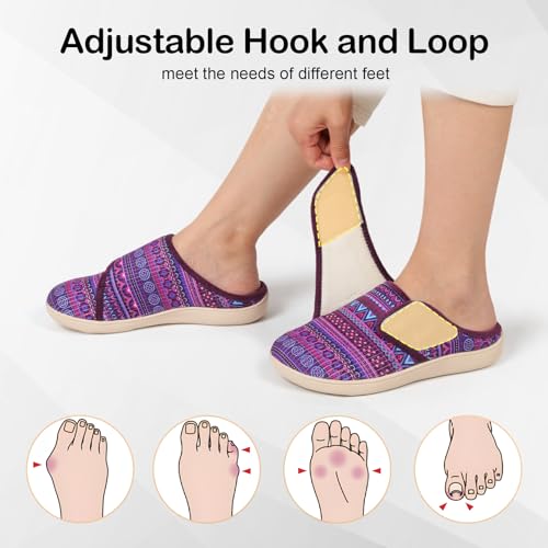 Spesoul Wide Womens Slippers Adjustable Diabetic Shoes Fuzzy Rubber Soles House Shoes Indoor Outdoor Slippers for Home Bedroom Swollen Edema Feet3