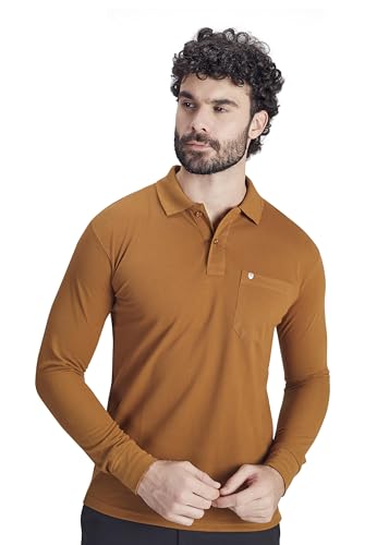 Image of Men's Cotton-Rich Full-Sleeve Polo T-Shirt with Pocket Premium Pique Fabric Casual & Stylish
