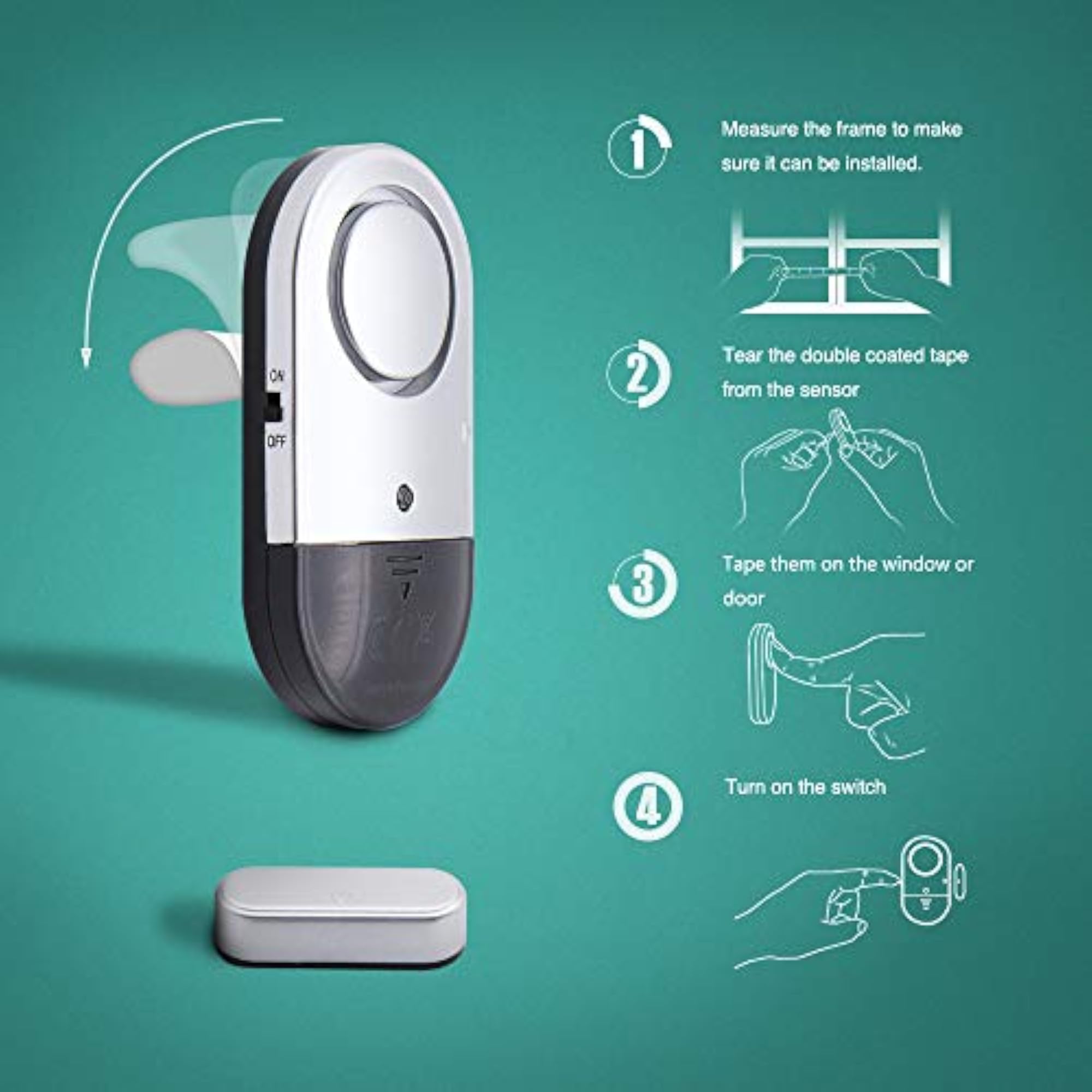 120 DB Loud Door and Window Open Alarm Sensor 3 Pack