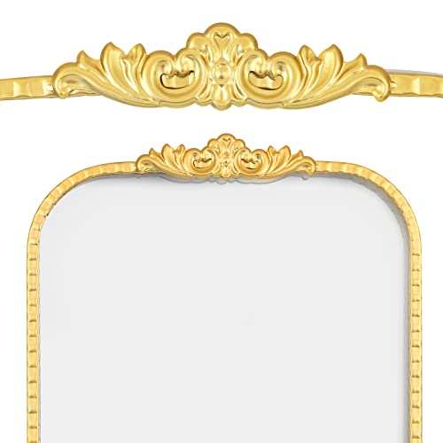Qshu Hung Rectangle Wall Mirror, 20X28” Gold Metal Mirror For Bedroom,Bathroom,Living Room,Premium Deep 1” Stainless Steel Frame… #TOP4