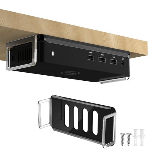 CaSZLUTION Screw-Mount Docking Station Holder Compatible with Dell D3100 Dock- Under Desk & Wall Mount Acrylic Organizer Stand (Black)