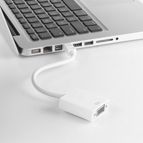 Image of ATEVON Mini DisplayPort to VGA Adapter 1080P Video Converter for MacBook Laptop Monitor Projector Plug and Play Compact White