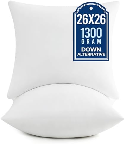 puredown® Euro Pillow Inserts, 26 x 26 Inch Fluffy Throw Pillow I...