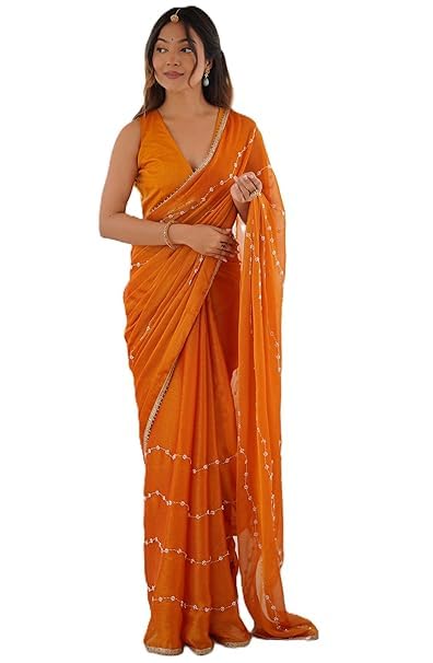 Granthi Enterprise Saree Women's Chiffon Embroidery Saree With Unstitched Blouse Piece - Review, Price and Buying Guide