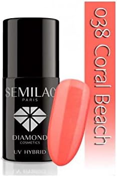 Semilac UV Hybrid Nail Polish, Number 038, 7 ml, Coral Beach