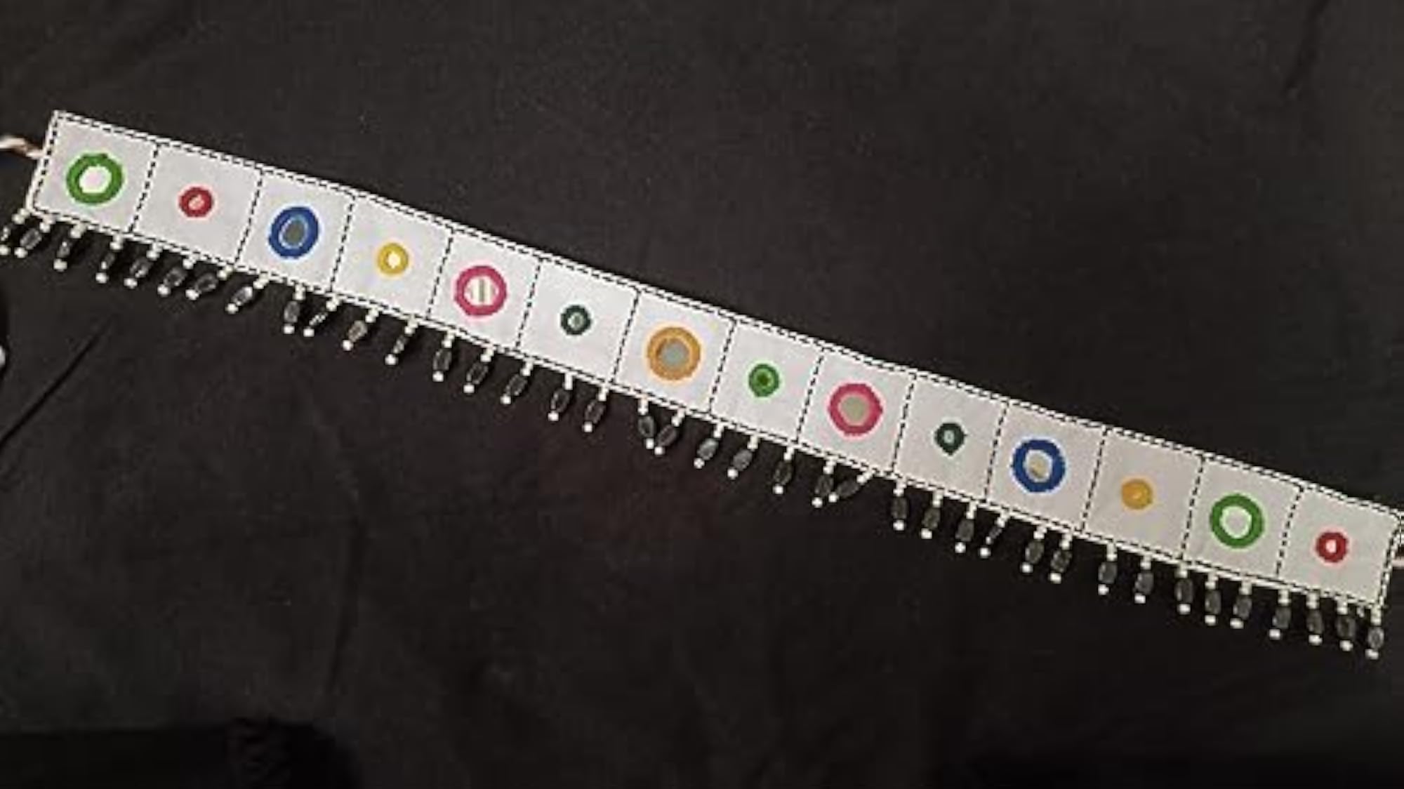 Handmade Black Pearl Latkan Mirror Work Belt, Small Kamrbandh