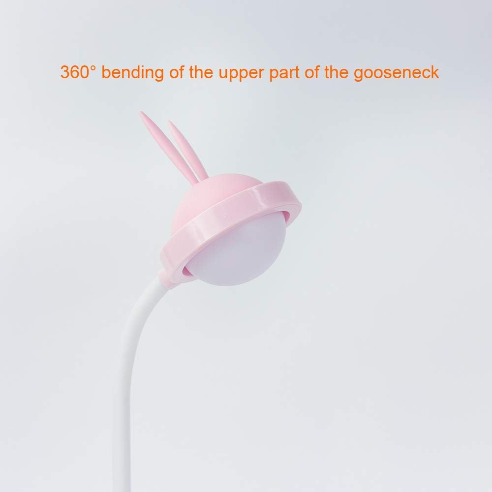 Merry USB Desk Lamp for Kids,Girls,Cordless 1200mAh Battery Reading Light,Cool Light and Warm White,Home Bedside Touch Switch Stepless Illumination, Flexible Gooseneck