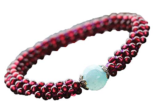 Bracelet de perles de grenat violet et amazonite extensible WBYSFR