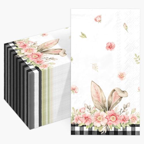100 Easter Paper Napkins - Watercolor Bunny & Egg Design, Disposable, 13x15.8 Inches, For Party & Table Decor - View #3