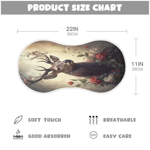 J JOYSAY Floral Deer Beige Baby Burp Cloths for Boys Girls Large 22''x11'' Cotton 4 Layer Cloth Baby Essentials for Infant Newborn one sizex12