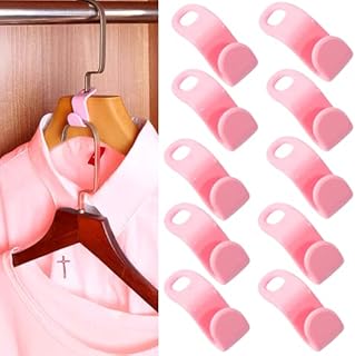 Crethink 10 Pieces Clothes Hanger Connector Hooks Hanger,Plastic Connector Hooks Clothes Hanger,Extender Clips Cascading Connection Space-saving Hanger Hook for Wardrobe, Bathroom, BedroomPink