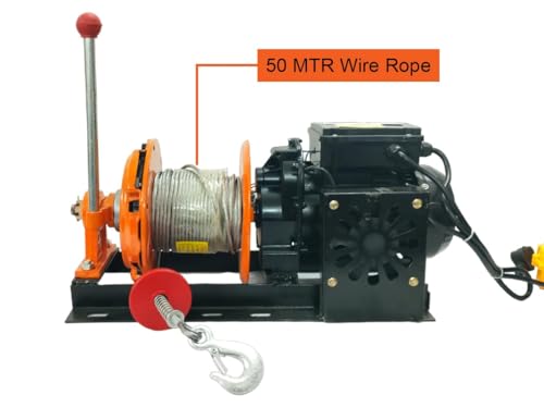 VOLTZ VZ-EW-800 KG 50Mtr Heavy Duty Electric Winch Wire Hanging Crane Wire rope dia. 5mm 220V (400-800kg) 2200W