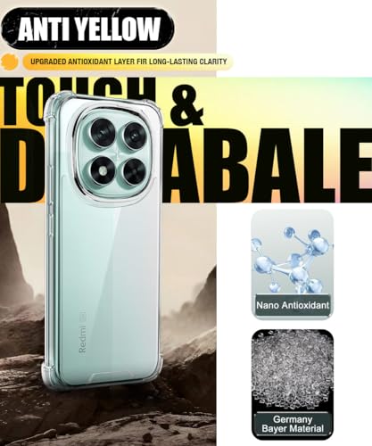 Image of WOW IMAGINE Ultra-Hybrid Crystal Clear Back Case for Redmi Note 14 Pro 5G | Poco X7 5G | Shockproof Design | Camera Protection Bump | Hard Clear Mobile Back Cover with Cushioned Edges - Transparent