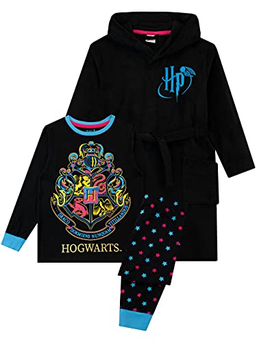 Harry Potter Bata Pijamas para Niñas Hogwarts Negro 12-13 Años