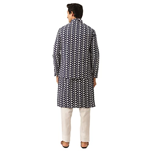 Image of SOJANYA (Since 1958 Men's Silk Blend Light Green Kurta & Nehrujacket with White Pyjama Combo