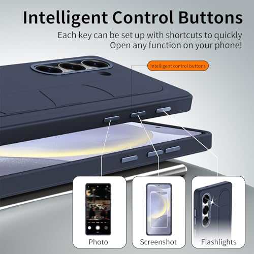 Image of for Samsung Galaxy S24 5G with Smart Button, Standing Grip Phone Case with Kickstand, for Samsung S24 5G Case Smart Button Cover | Hand Strap | Soft Touch | Stand Grip | Smart Butto Blue
