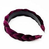 Psxixjsm Geflochtene Stirnbänder für Damen; Elastische Criss‑Cross Haarreifen mit Flechtoptik; Rutschfestes Trachten Haarband Vielseitiger Haarschmuck Gepolsterte Vintage‑Stirnbänder (Purpurrot)