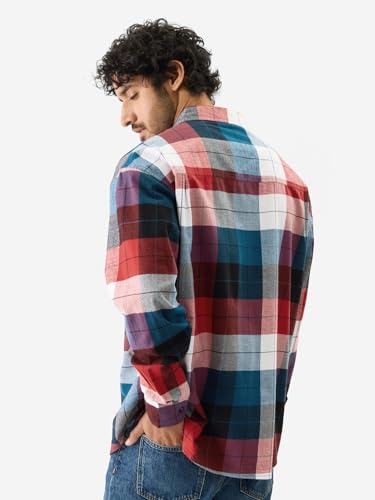 Image of The Souled Store Plaid: Black /Blue /Red Checks Long Sleeve Collared Neck Button Down Cotton Relaxed Fit Shirts for Men and Boys - Classic and Casual Wardrobe Essentials