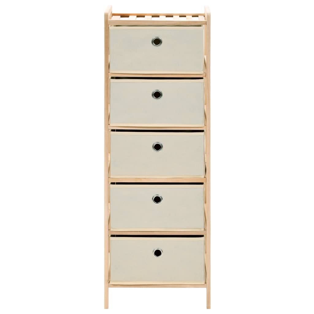 Set 2 Scaffali Portaoggetti con 5 Cesti Legno Cedro Beige | Coppia di mobili salvaspazio per ingresso o soggiorno, con cestini leggeri rimovibili per organizzare accessori.
