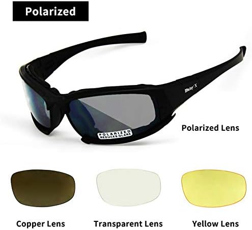 EnzoDate Polarized Army Sunglasses, Military Goggles 4 Lens Kit Men War Game Tactical Outdoor Sunglasses