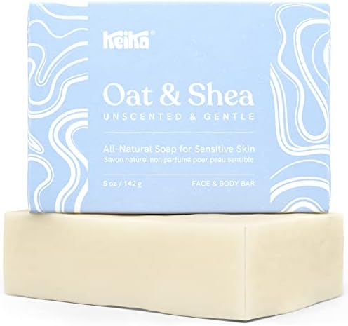Keika Baby Soap Bar Oat & Shea Unscented for Eczema, Acne, Psoriasis, Face, Body, Infant Kids Teens Men Women with Sensitive Skin, 5 oz.
