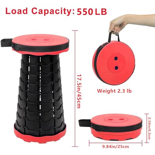 Image of VOLIXOD Foldable Telescoping Stool Portable, Retractable Stool for Adults, Upgraded Collapsible Folding Seats with Load Capacity 550lbs, Camping Stools for Adults