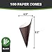 Restaurantware Conetek 10-Inch Eco-Friendly Black Finger Food Cones: Perfect for Appetizers - Food-Safe Paper Cone - Disposable and Recyclable - 100-CT