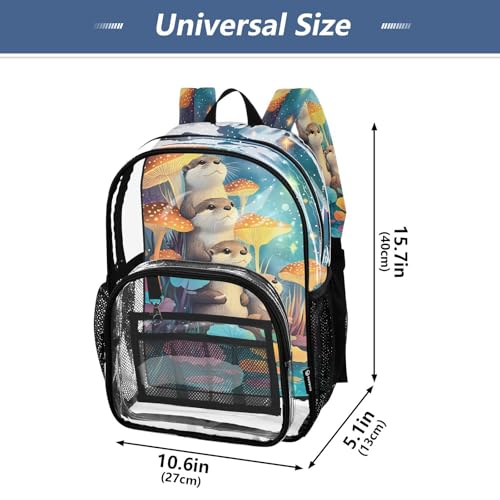 Mushoom Otter Clear Backpack Heavy Duty See Through Transparent PVC BookBag for Kids Boy Girl School Work4
