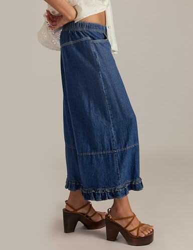 Womens Cotton Wide Leg Jeans High Waisted Baggy Denim Pants with Pockets2