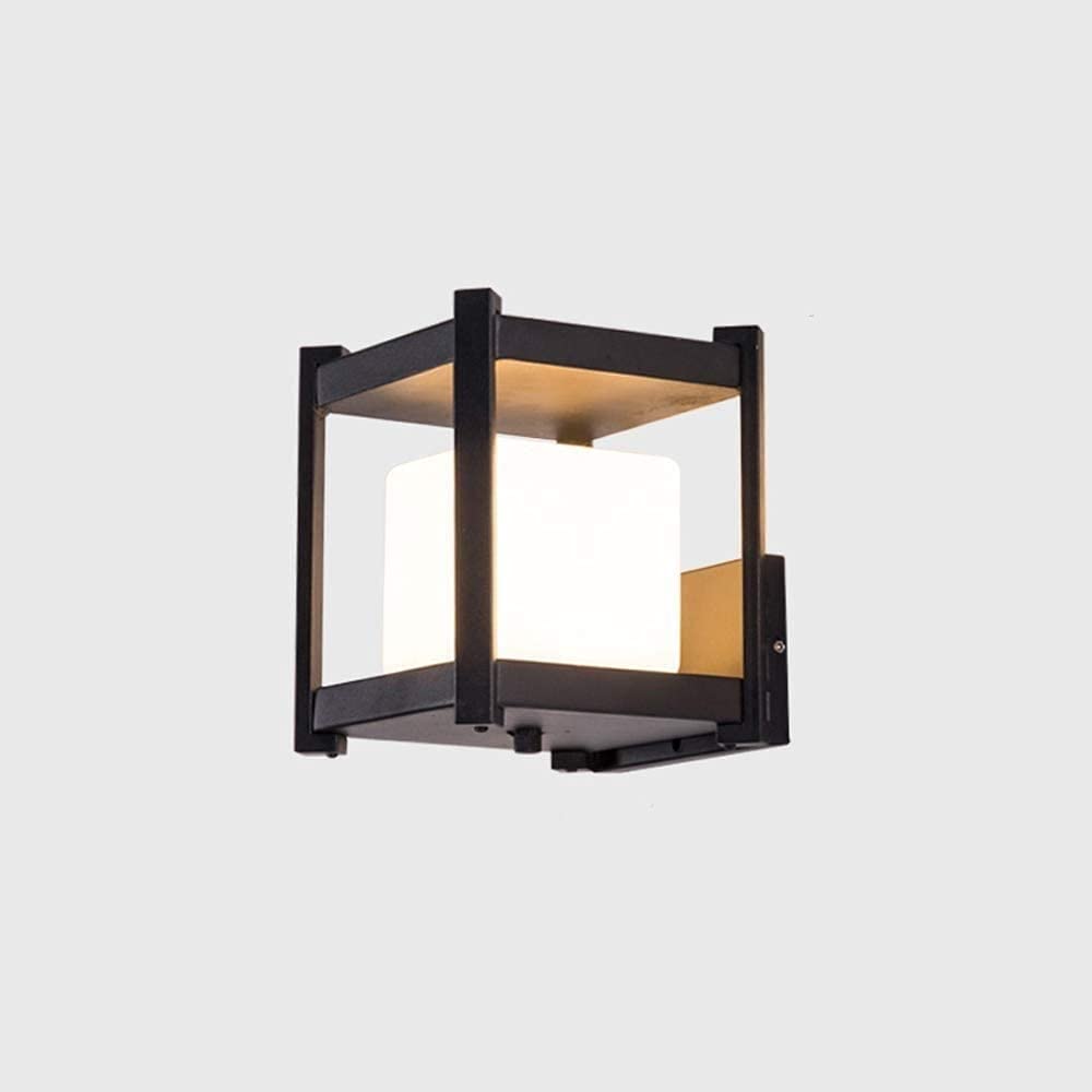 IUokLU Wall Sconce Light Fixture Modern Waterproof Outdoor Wall Lamp Square Cube Aluminum Metal Wall Mounted Light E27 External Patio Courtyard Stairs Corridor Aisle Balcony Wall Sconce