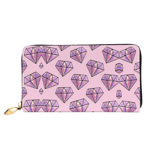 Pochette de voyage femme en cuir rose, portefeuille zippé avec porte-cartes de crédit