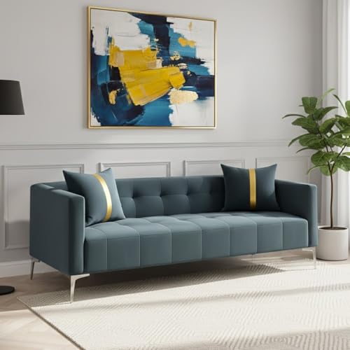 Image of Furny Homeland 3 Seater Fabric Sofa Set (Grey) | Soft Velvet Fabric | Modern Design | Comfortable Seating | Living Room Furniture
