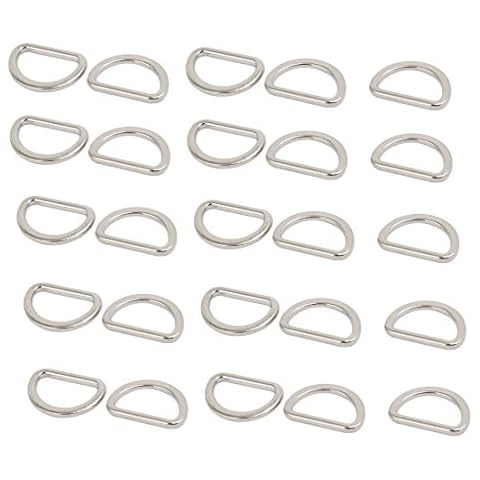 sourcing map 25 Stück 15mm D-Ringe Halbringe geschweißt Zinklegierung Flach Ring Silberton DE de Cover