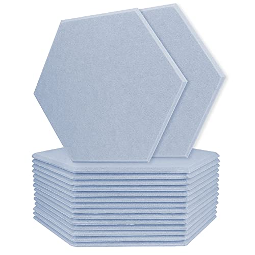 BXI Sound Absorber - 16 Pack Self-adhesive 14.2 X 12.3 X 0.4 Inches Hexagon Acoustic Panels (Moon Gray)