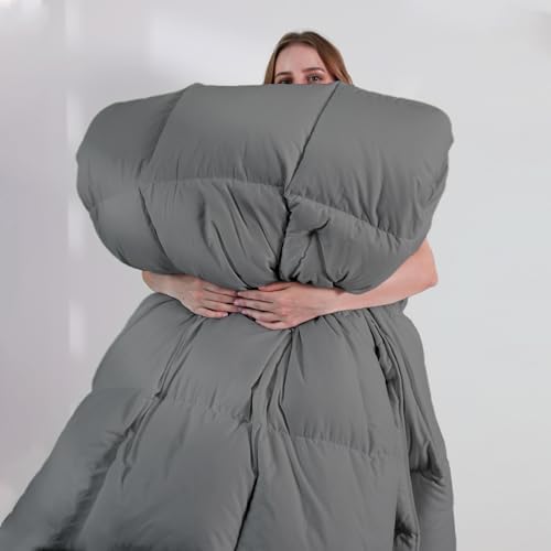 DOWNCOOL Comforters Queen Size, Duvet Insert,Dark Grey All Season Duvet, Lightweight Quilt, Down Alternative Hotel Comforter with Corner Tabs (Dark Gray, Queen 88x92 Inches)