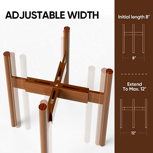 Mudeela Adjustable Plant Stand Indoor, Bamboo Plant Stand 8 To 12 Inches, Bamboo Dark Brown Planter Stand For Indoor Plants,Single Floor Plant Stand For Indoor Plants thumb #1