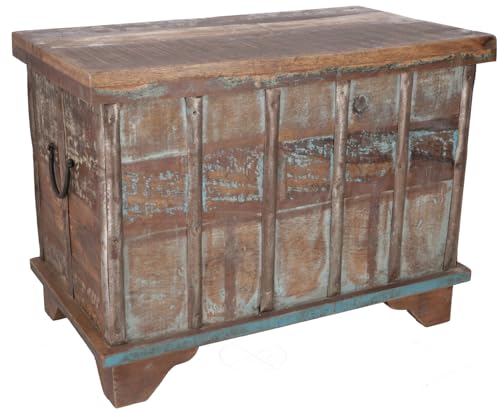 GURU SHOP Antike Holzbox, Holztruhe, Couchtisch, Kaffeetisch aus Massivholz, Aufwändig Verziert - Modell 21, 47x61x36 cm