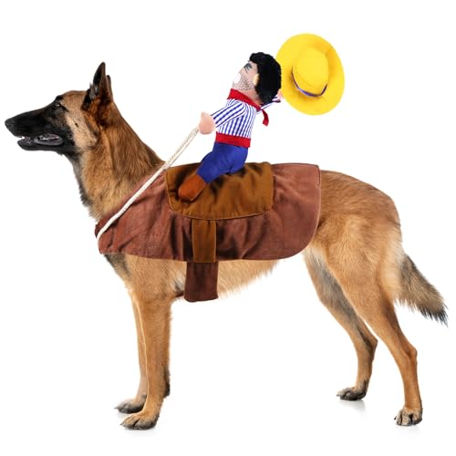 GOYOSWA Dog Cowboy Costume, Dog Halloween Costumes Cowboy Rider Dog Costume Funny Dog Costume for...