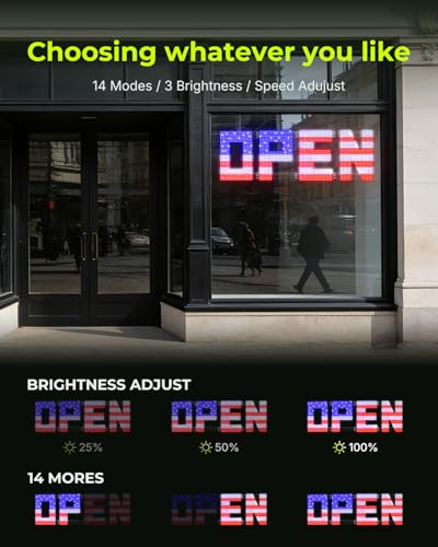 Image of 50 inchx17 inch Large LED Open Sign with Remote and Bluetooth App, Super Bright Open Signs for Business, Dimmable Big Open Sign for Storefront Window Bar Salon Cafes Retail Shops White Red Blue