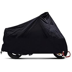 ANFTOP Motocicleta Funda para Moto 4XL Negro Color Agujeros de la Cerradura Cubierta UV Polvo Protectora Impermeable de Cubierta - XXXXL