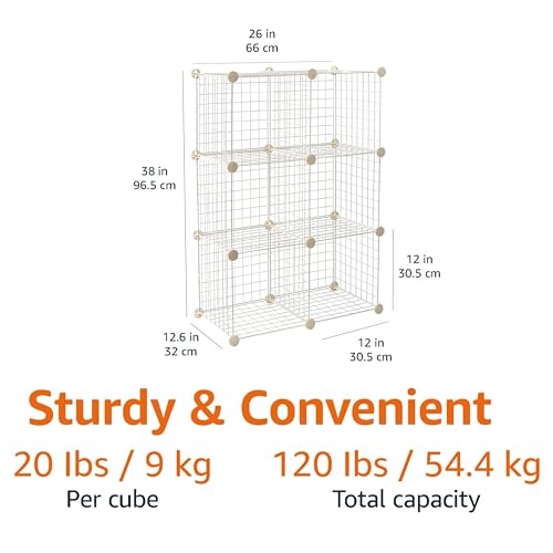 Image of Amazon Basics Cube Wire Grid, 6-Cube, 12 x 12-Inches, White | Stackable, Storage Shelves