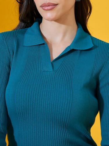 Image of 98 Degree North Women Spread Collar Sweater-G1577-BLACK