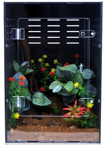 Reptile Enclosure for Crested Gecko – 12x12x18 Acrylic Reptile Tank for Gecko, Snake, and Lizard – PVC Terrarium for Small Pets