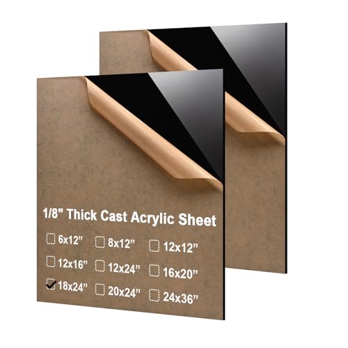 Image of KINLINK 18x24 Plexiglass Sheets 1 /8 inch Thick - 3mm Black Cast Acrylic Sheet, Plastic Board Polycarbonate Sheet for DIY Project, Craft, Table Top, Acrylic Sign and Wedding Invitation 2 Pack