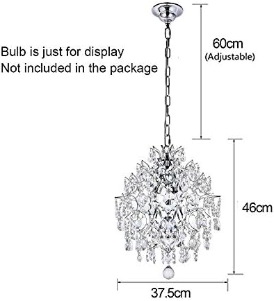 A1A9 Modern Crystal Chandelier Lighting Fixture, 3 Light Crystal Raindrop Lampshades Ceiling Light, Chrome Hanging Pendant Lights for Dining Room Bedroom Living Room Entryway