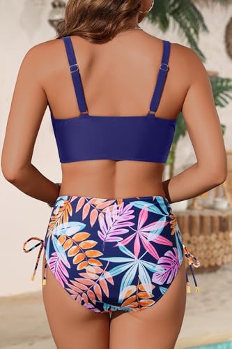 Image of Yonique High Waisted Two Piece Swimsuit-Womens Bikini Set Tummy Control Bathing Suit Modest Full Coverage Bikini 2025