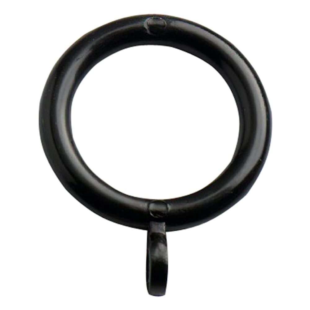 Merriway Black Bh04508 (24 Pcs) Plastic Curtain Pole Rod Drapery Rings With Fixed Eye, Inner Diameter 25Mm (1 Inch) And Outer Diameter 33Mm (1.1/4 Inch) - Pack Of 24 Pieces