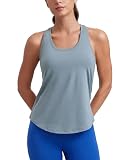 CRZ YOGA Pima Cotton Racerback Tank Tops for Women - Workout Athletic Casual Soft Scoop Neck Sleeveless Shirts Belgian Blue Medium