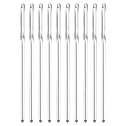 sourcing map 100Pcs Large Eye Needles, 2.76 2mm High Carbon Iron Embroidery Thread Needle Sewing Blunt Needle Knitting Needles for Hand Sewing Art Crafts, Silver